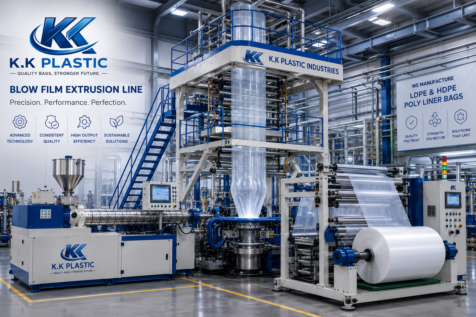 Blow film extrusion line