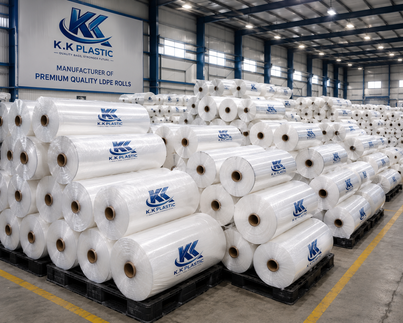 HDPE rolls in warehouse